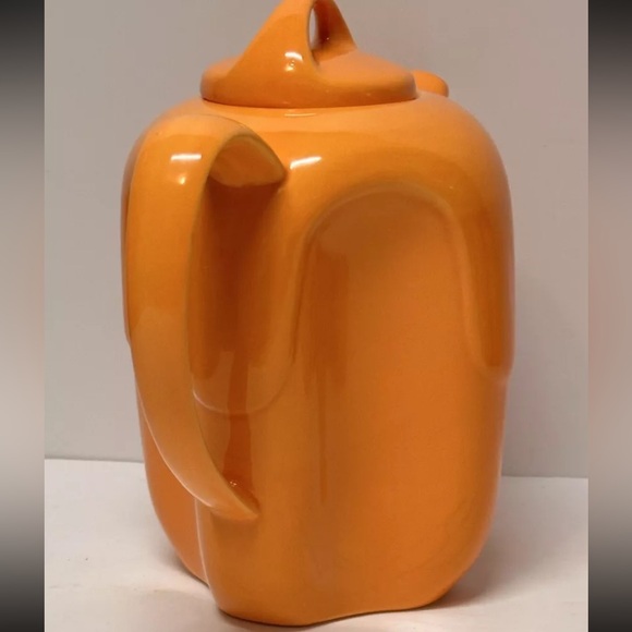🤯🤩VINTAGE 1970s NESTING TEA POT&CUP SET!ORANGE CERAMIC! Possibly Peter Saenger - Picture 4 of 13